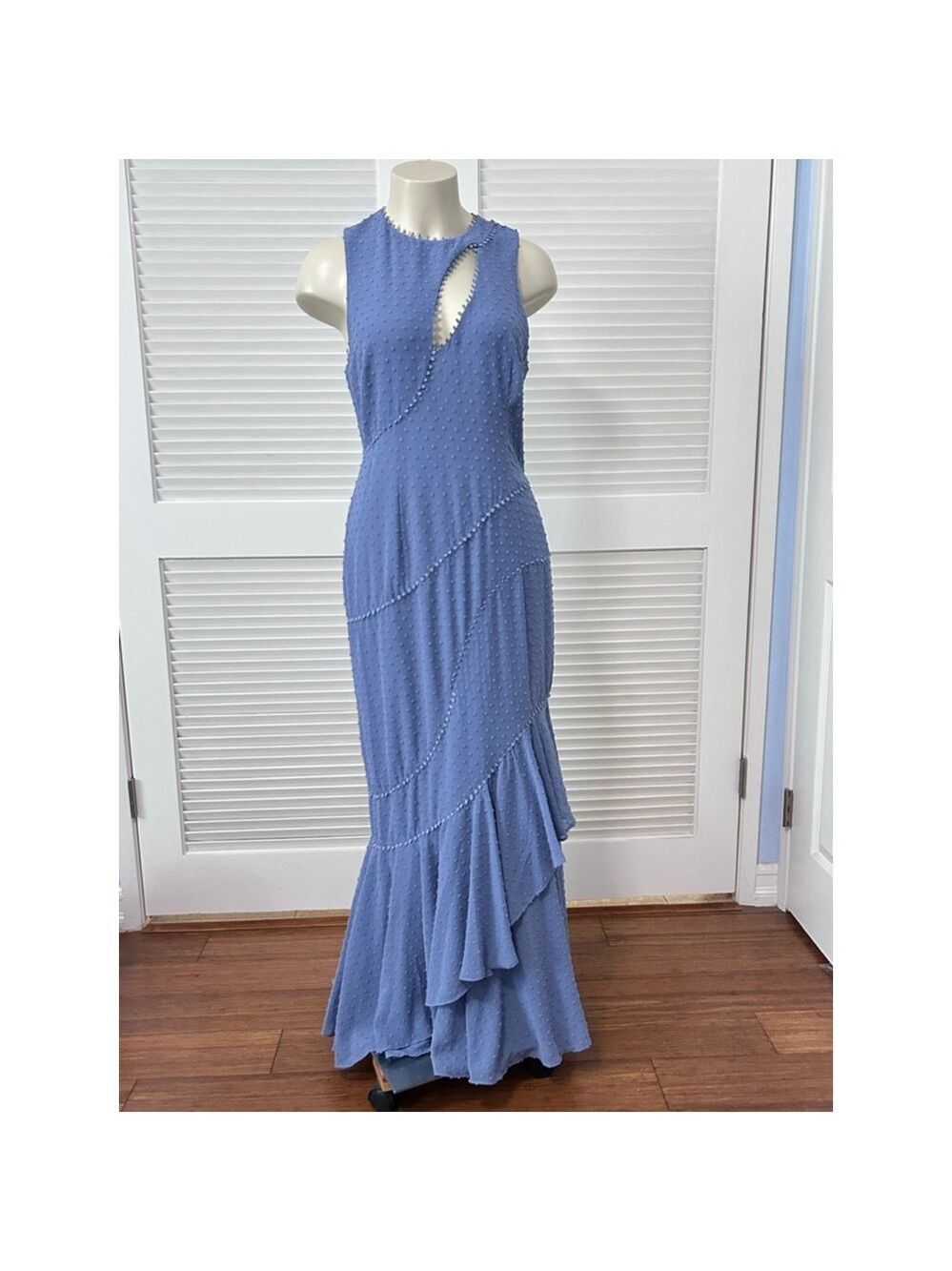 Talulah Sweet Allure Blue Cut Out Maxi Gown Size L Georgette Formal Dress
